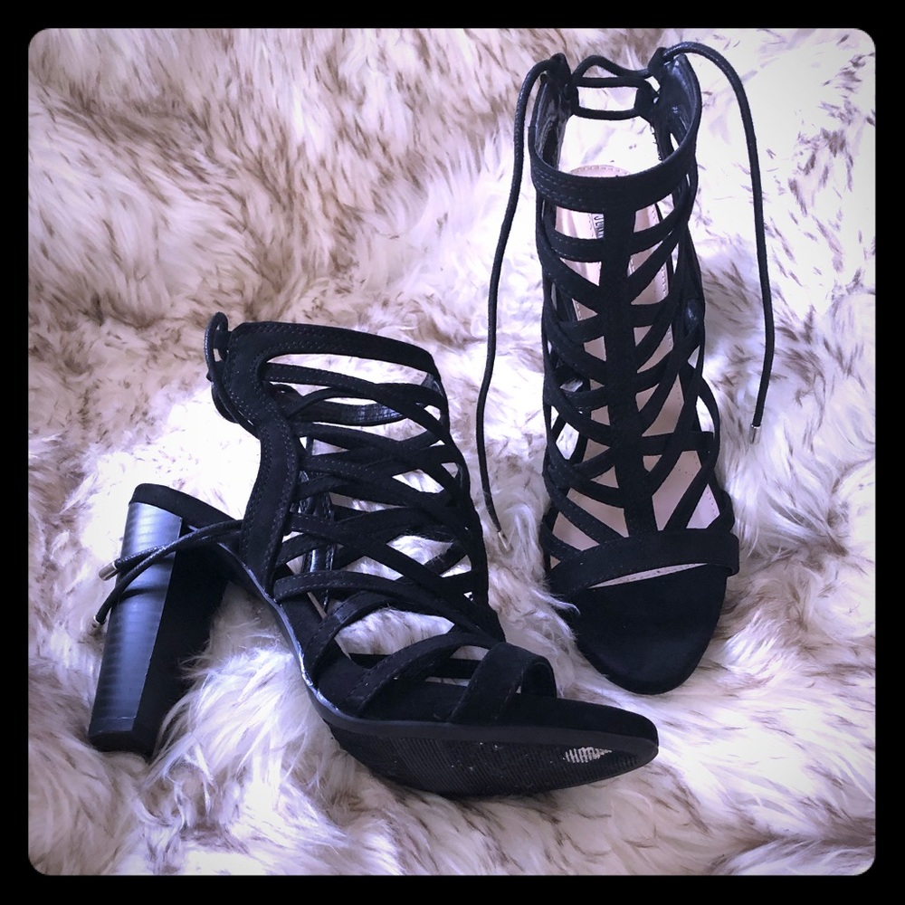 Black Lace Back Heels